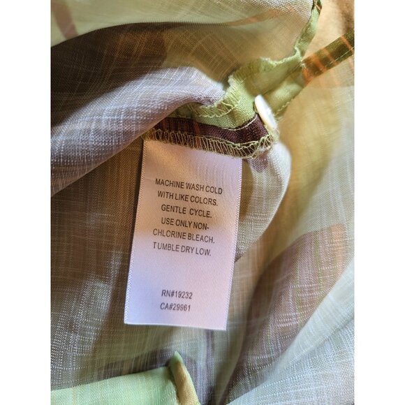 Alfred Dunner Womens Button-Up Shirt 14 Floral 100% Polyester Green/Orange/Brown - Picture 5 of 7